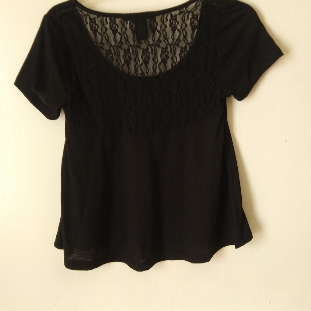 Womens S Planet Gold Black Top w lace back